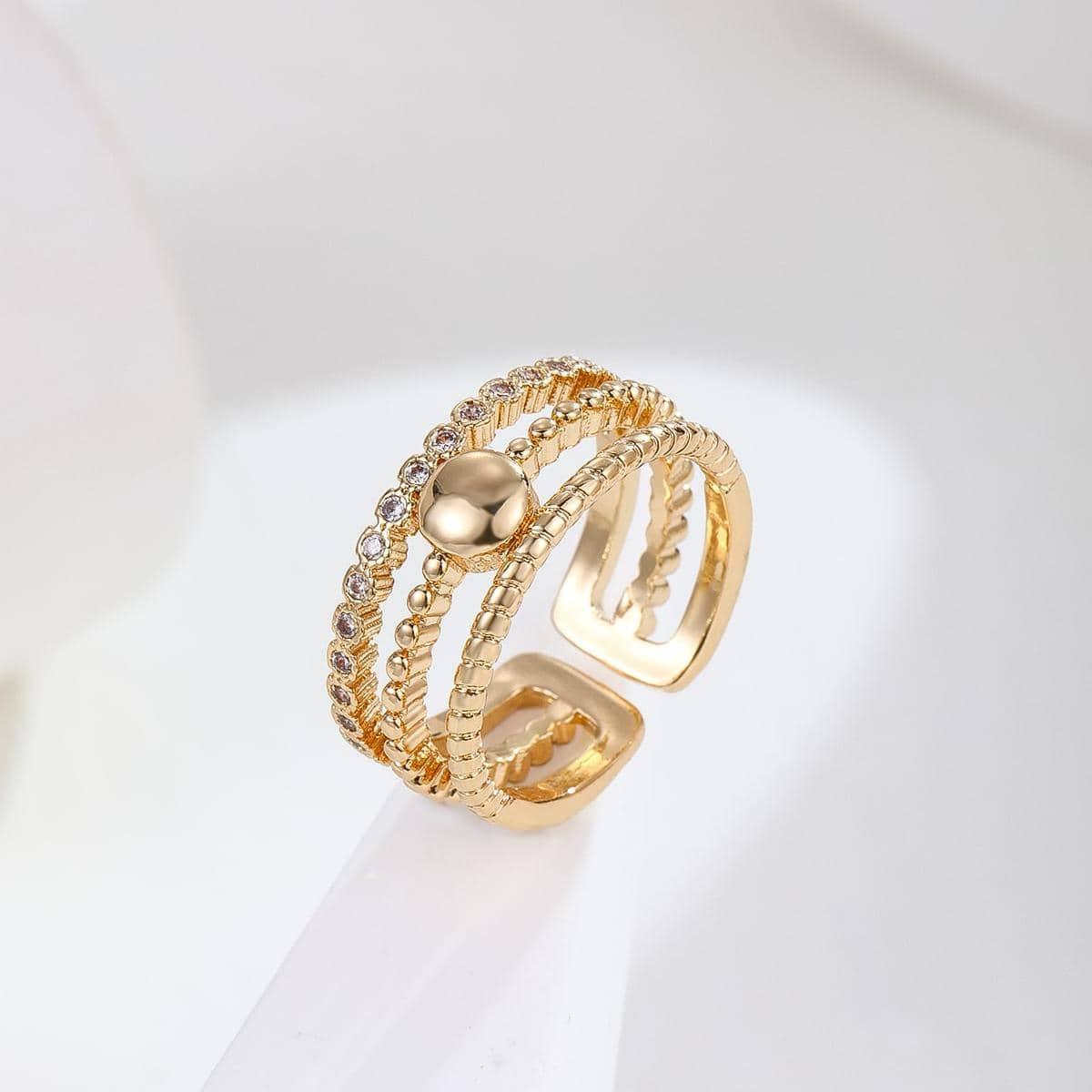 

American style full diamond multi-layer ring versatile opening adjustment women s ring inlaid zircon niche design couple ring