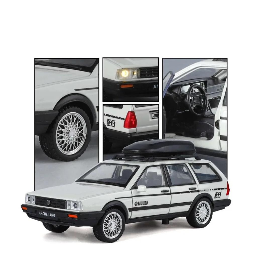 Diecast 1/32 VW SANTANA Wagon Alloy Car Model with Sound Light Children Boy Birthday Gift Toy Vehicles Miniature Voiture