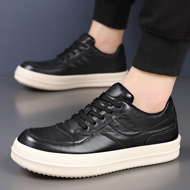 Men's Shoes First Layer Cowhide Men's Casual Leather Shoes Leather Breathable White Shoes Fashionable Versatile Men's Board Shoes