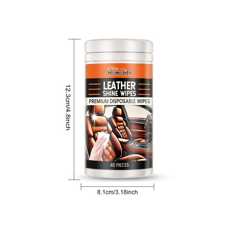Car Detailing Leather Conditioner Wipes 40pcs Disposable Deep Cleaning Polish For Dashboard Seat Protective Surface