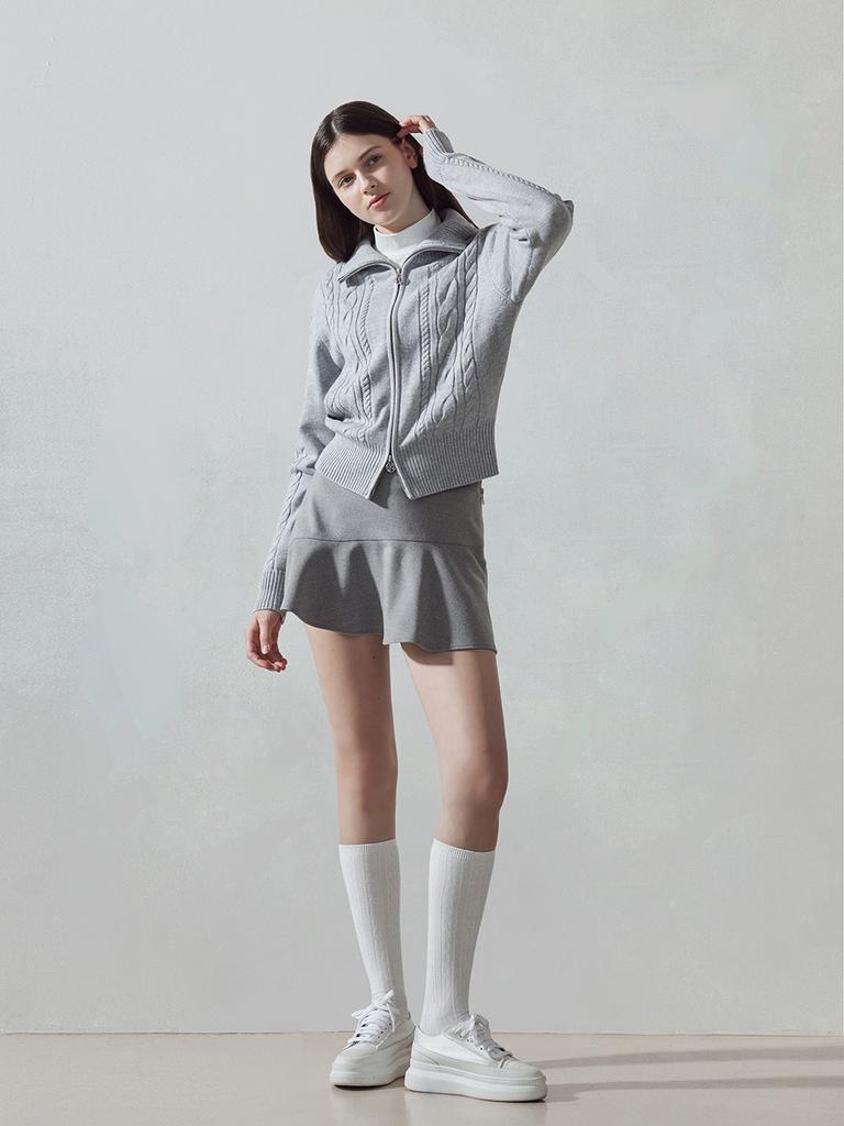 Road Roar Wool-Like Diagonal Cut Play Skirt M/Grey