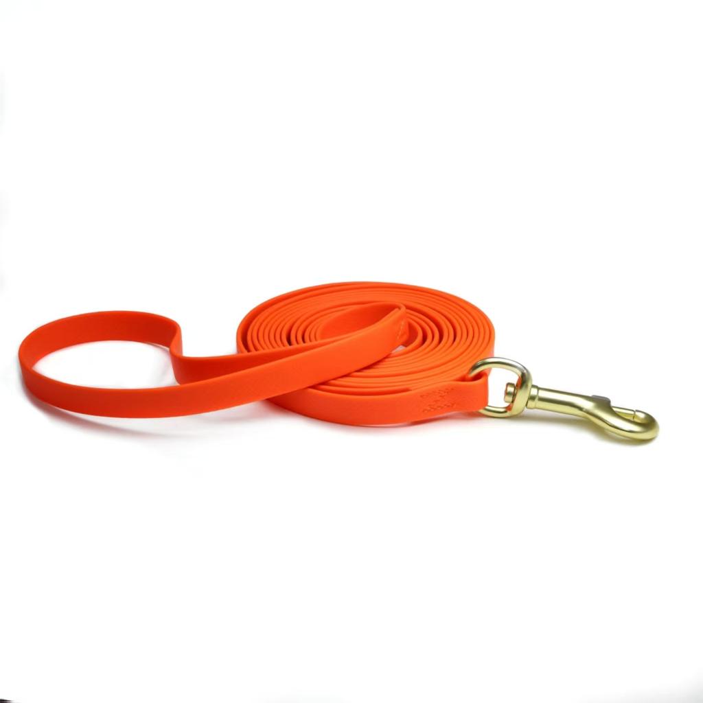 Bunte Wasserdichte PVC Hundeleine, Goldene Zinklegierung Schnalle, Langlebige Haustier-Geh-Trainingsleine in Blau/Orange/Dunkelblau
