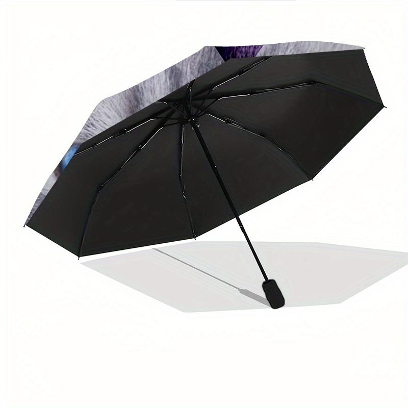 Cat Yin Yang Automatic Folding Umbrella 8 Ribs, Durable Iron Frame, Bright Color Pattern Compact Travel Umbrella, Suitable for Outdoor, Bea