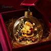 Illuminated Hanging Spheres Lighted Christmas Ornament with Warm LED Lights, Retro Metal Cap Decorative Decor for Tree Transparent Ball Holiday