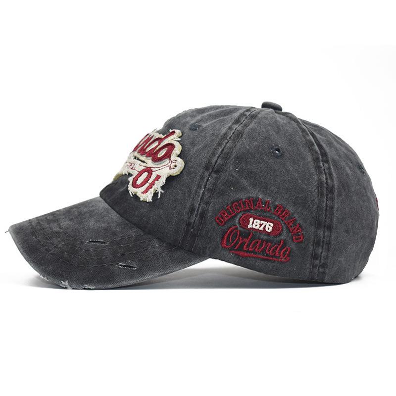Denim Washed Baseball Cap Summer Oakland Orlando Letter Embroidered Sun Hat
