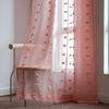Finished Curtains Tufted Cursing Hair Ball Solid Color Pink Living Room Bay Window No Punching Through Rod Curtain