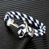 Navy Style Anchor Bracelets Men Women Double Strand Mulitcolor Nautical Surfer Rope Bracelet Stainless Steel Boat Hook