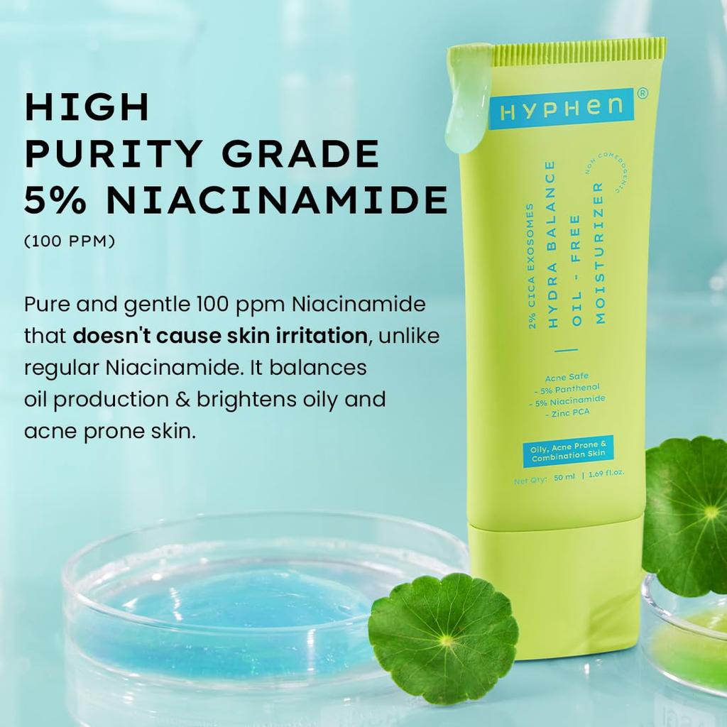 Hyphen 2% Cica Exosomes Oil-Free Moisturizer 50ml | Lightweight Water Gel for Acne-Prone & Oily Skin Hydration