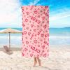 1pc Microfiber Beach Scarf Towel Pink Red Hearts Oversized Quick Dry Lightweight Travel Outdoors Fashion Gift for Her Summer