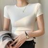 Basic Short Sleeve T Shirt Pullover Slim Crop Tops Solid Color Tees Shirts Women  Summer