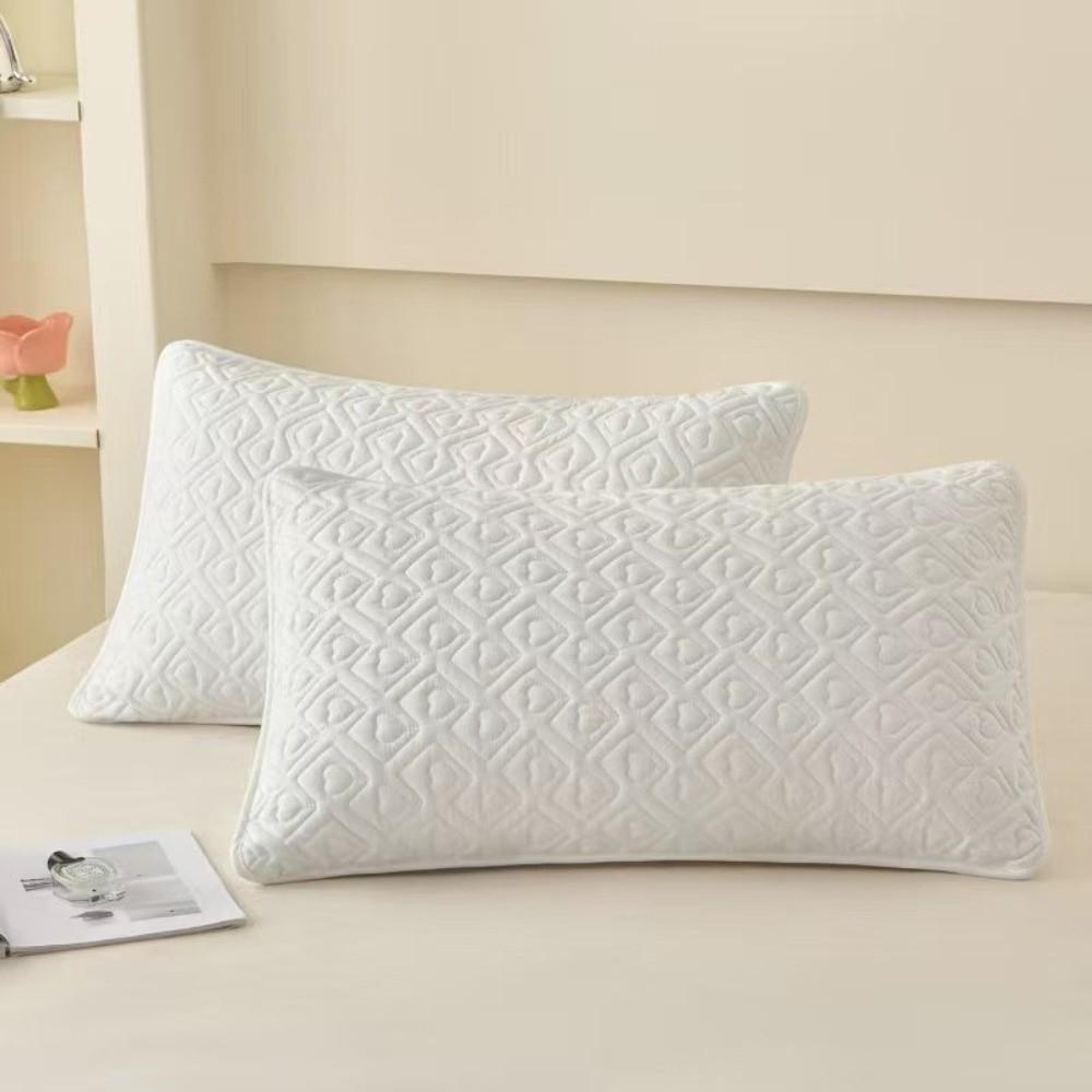 

Cozy Heart-shaped Quilted Pillow Cover Cotton Sweatproof Pillow Core Protector Anti Mite Solid Color Pillowcase білий