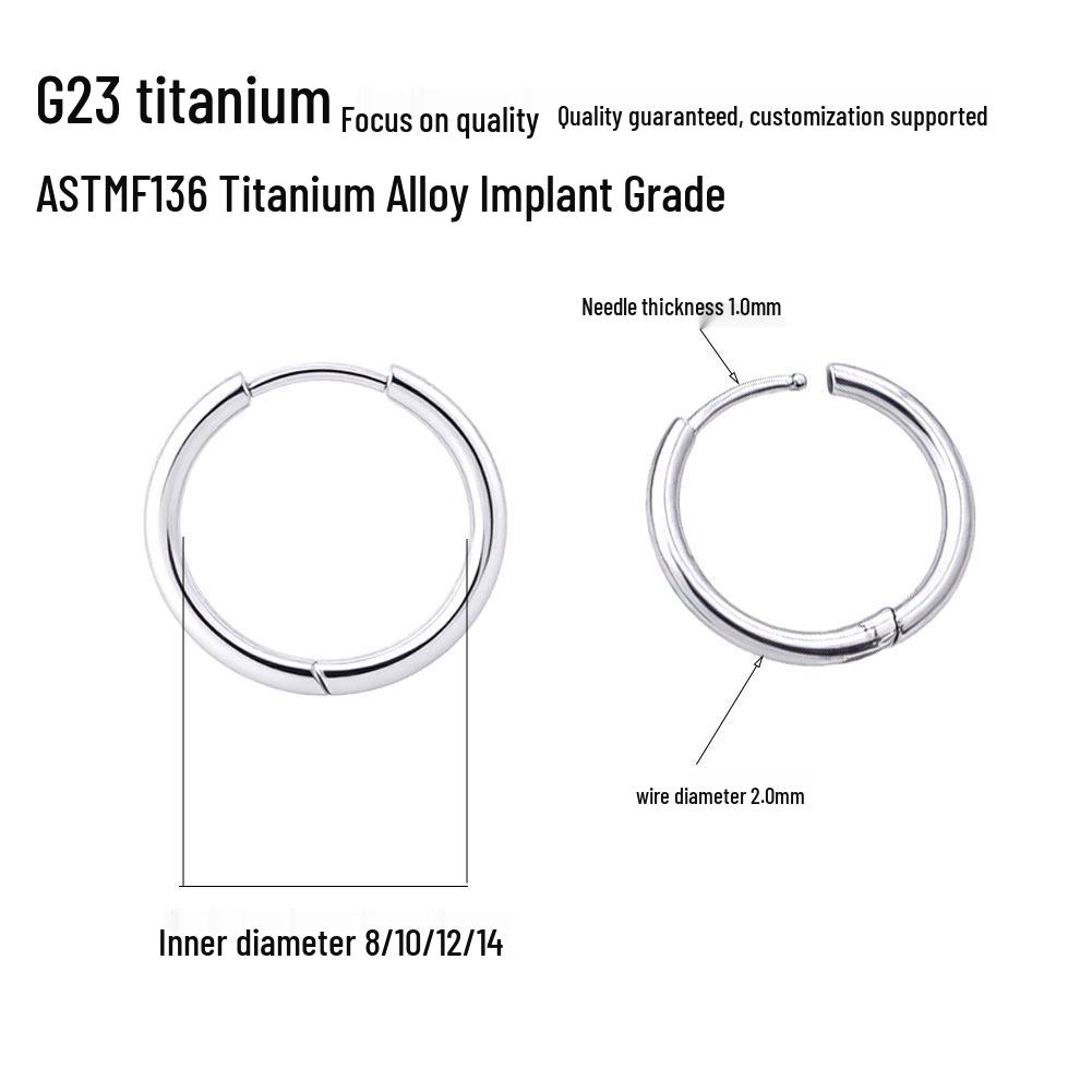 G23 Titanium Alloy Ear Cuff & Hoops Earrings for Men & Women - Plain Circle Body Piercing Jewelry