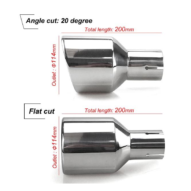 1 Piece 114mm Outlet Universal Modification Car Accessories Silver Curly Flange Muffler Exhaust Stainless Steel Tip End Pipe