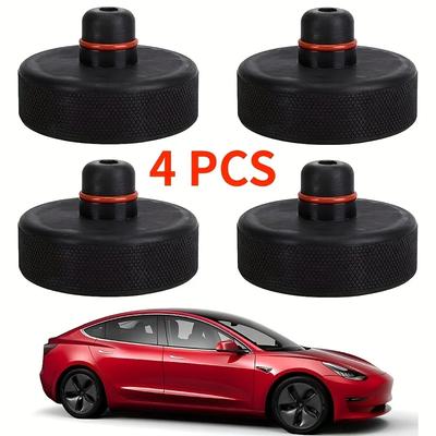 4pcs For Tesla Model X/S/3 Black RubberJackLifting Point Pad AdaptersPremiumStyling Enhanced Protection Easy Jacking Support Pad