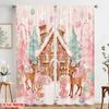 2pcs,2D Plane Printing Contemporary Curtains Gingerbread House Polyester (without Rod) Decorations Inside Perfect for Living