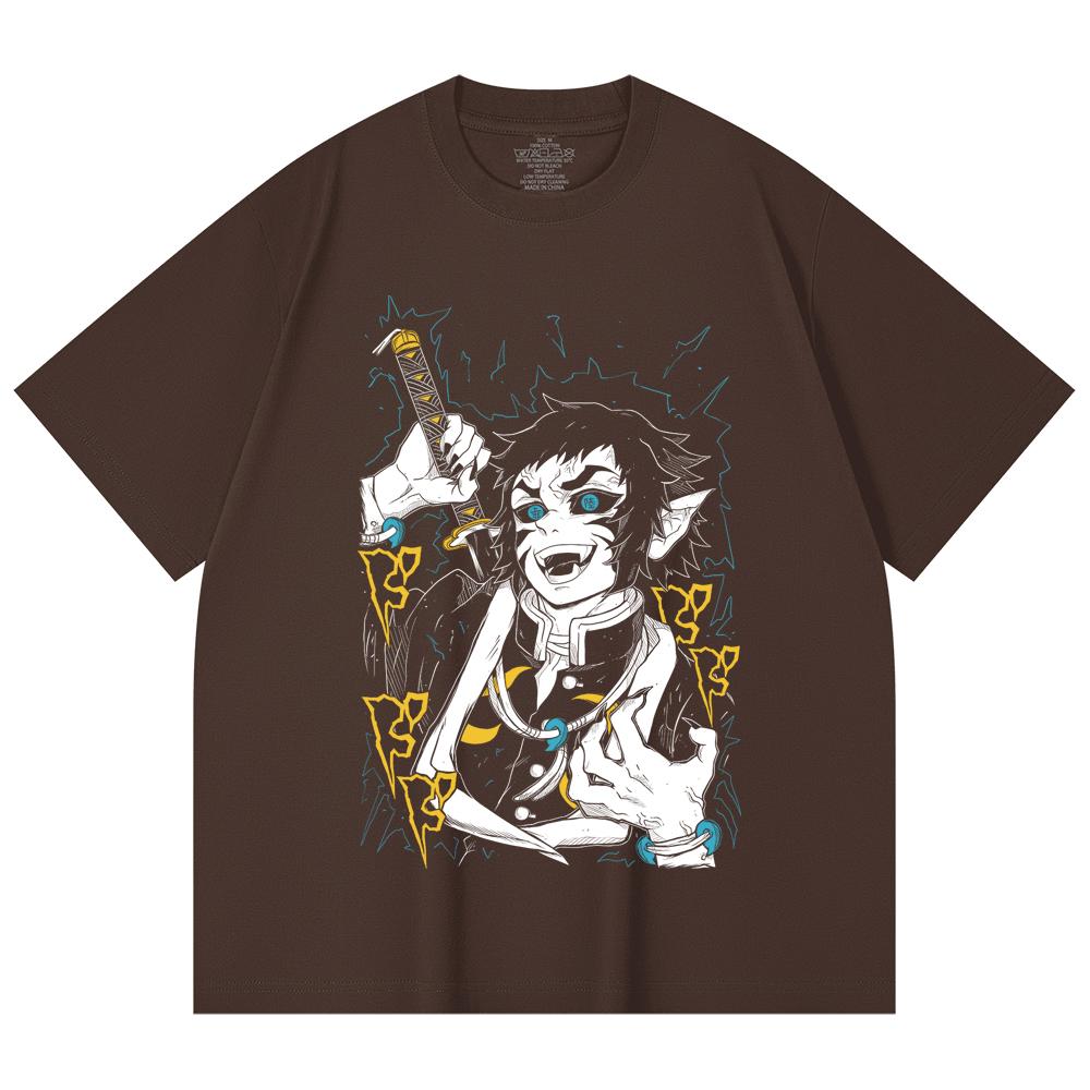 230 Gsm 100% Cotton Demon Slayer V40 Kaigaku Print Unisex Heavy Cotton T Shirt