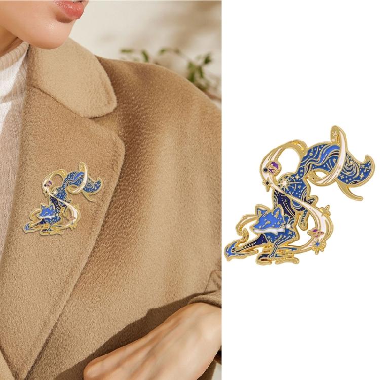Sturdy Zinc Alloy Foxes Pin Featuring Starry Detailing Secure Clasp Foxes Brooch Ideal For Casual Or Formal Occasions