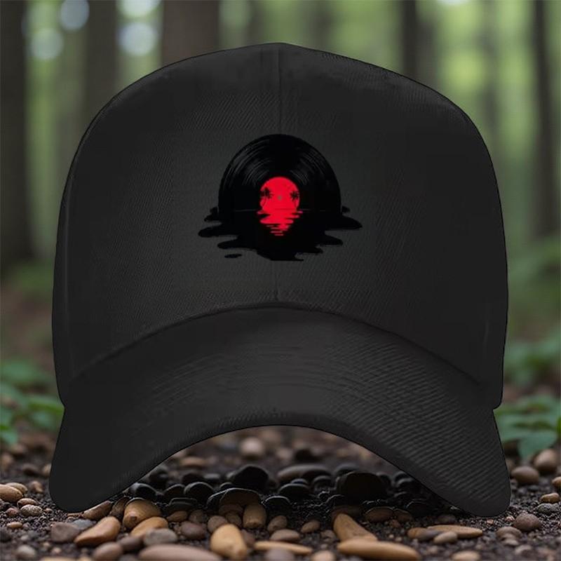 Vinyl Record Sunset Melting Graphic Baseball Cap Polyester Adjustable Outdoor Sports Hat
