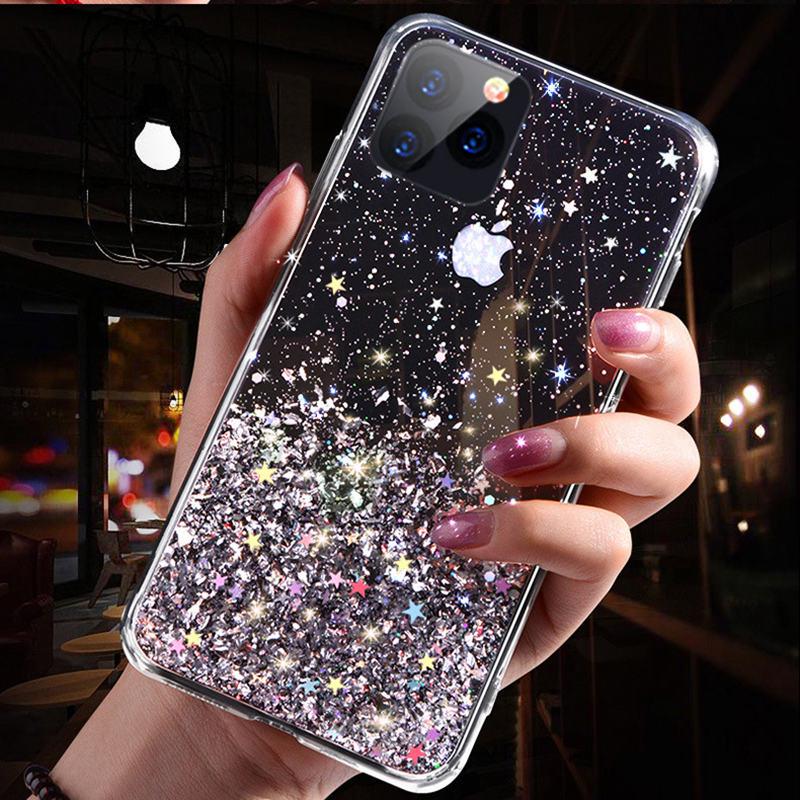 

Мягкий чехол для iPhone 6 6S Plus SE 7Plus 8Plus Bling Glitter TPU для iPhone X XS XR 11 Pro Max 12 Pro Max mini 13 Pro Max 14 15 16 MINI Lady Cover Case For iphone 6 чёрный
