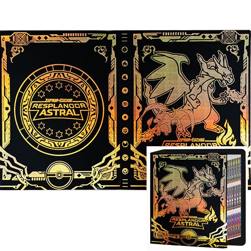 Premium 540-Card Trading Card Album for Pokemon & TCG Collectors, Gold Foil Cover Card Binder, Anime Card Holder Case