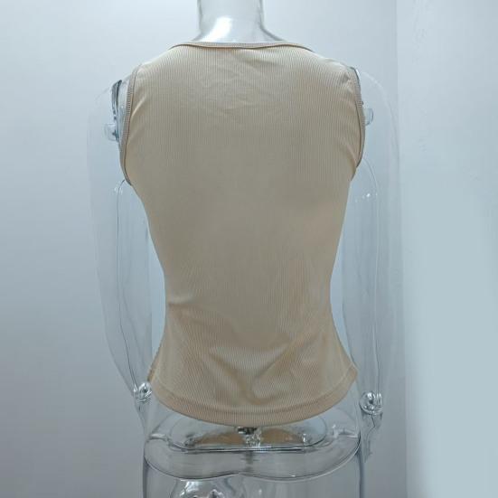 Women Vest High-Elastic Rib Knitted Fabric Soft Breathable Sweat-Absorbent Tank Tops Slim Fit Deep U-Neck Wide Straps Sport Camisole