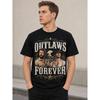 Men's Western Outlaws Forever Graphic Tee, Short Sleeve Crew Neck Cotton Blend Shirt with Vintage Cowboy Print for Casual Daily Wear