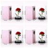 Eternal Rose in Glass Dome Desk Accessorie Artificial Flower Glow LED Roses Flores Eternas Birthday Christmas Gifts Room Decor