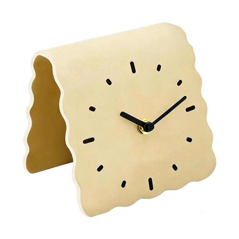 Minimalistische Tischuhr, Leises Acryl-Zeitanzeige mit Kekstextur-Design für Nachttisch, Heimbüro-Schreibtisch und Dekorative Regalgestaltung