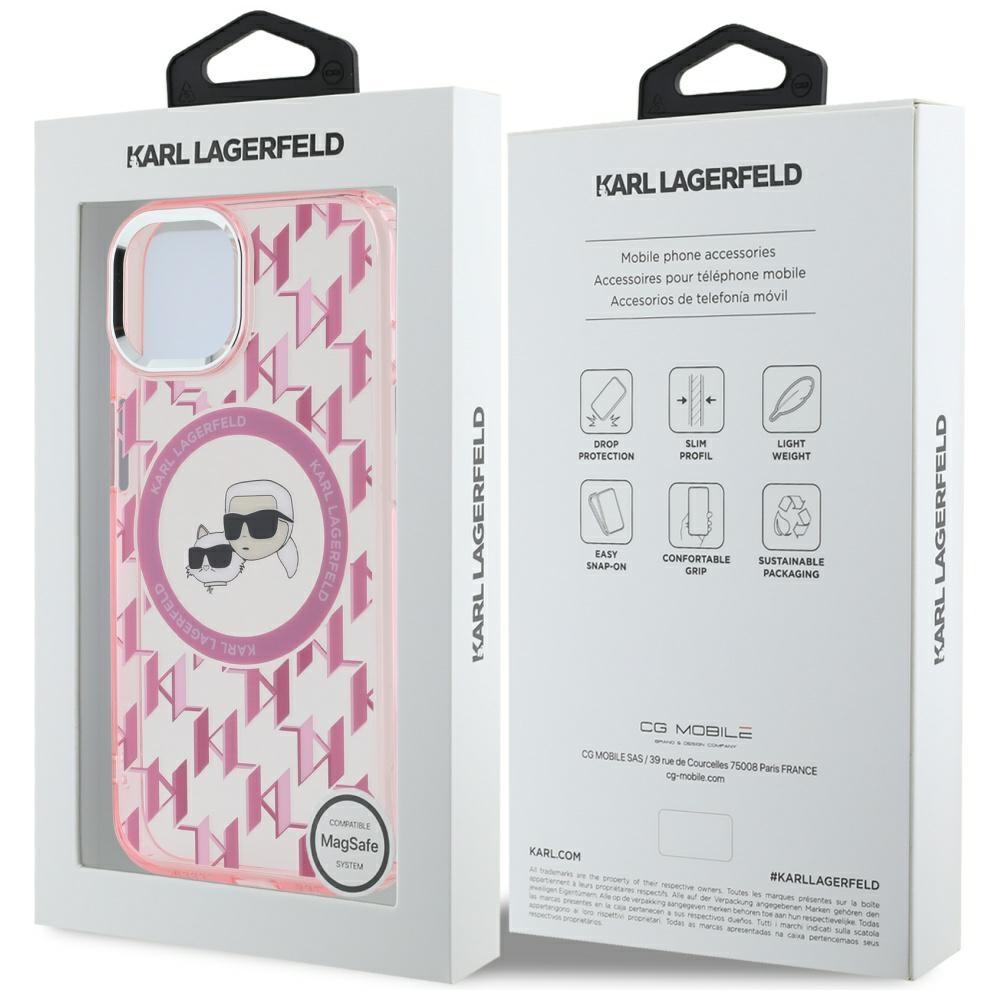 Karl Lagerfeld Klhmp15Mhmckmhp Iphone 15Plus 6.7 Różowy/Pink Iml Monogram Karl&Choupette Head Magsafe