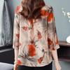 Blusa de manga 3/4 para verano y otoño, nueva ropa de mujer a la moda, camisa con cuello vuelto y estampado para mamá, tallas M a 5XL