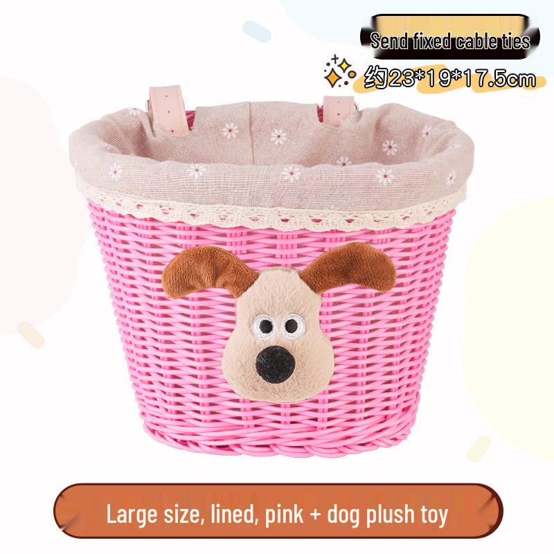 Retro Woven Front Basket for Children's Bicycles, Scooters, or Doll Strollers