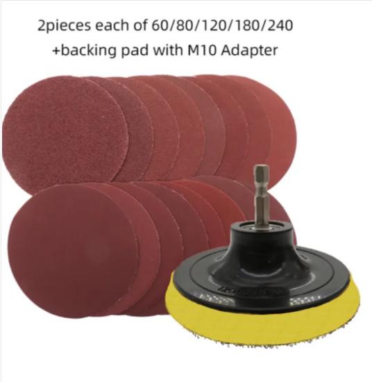 50-100-teiliges Set, 2-Zoll-Schleifscheiben-Pad-Kit für Bohrer, Schleifmaschinen, Rotationswerkzeuge mit Trägerplatte, inklusive Schleifpapier der Körnung 60-2000