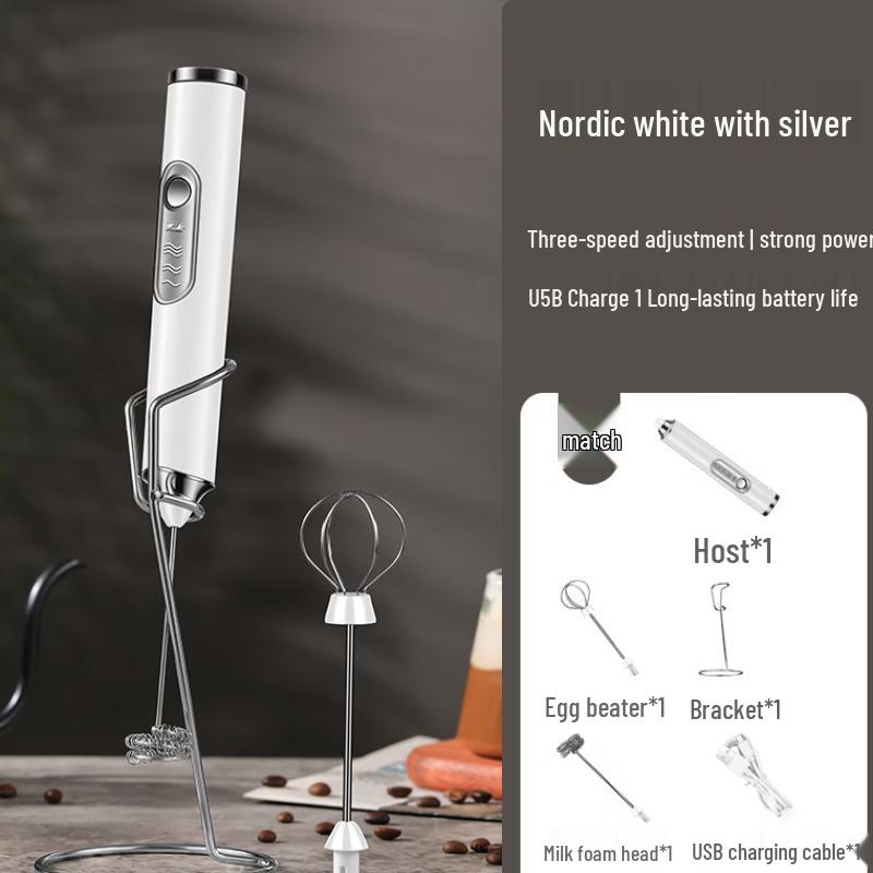 ZISIZ Electric Milk Frother with Stainless Steel Stand
