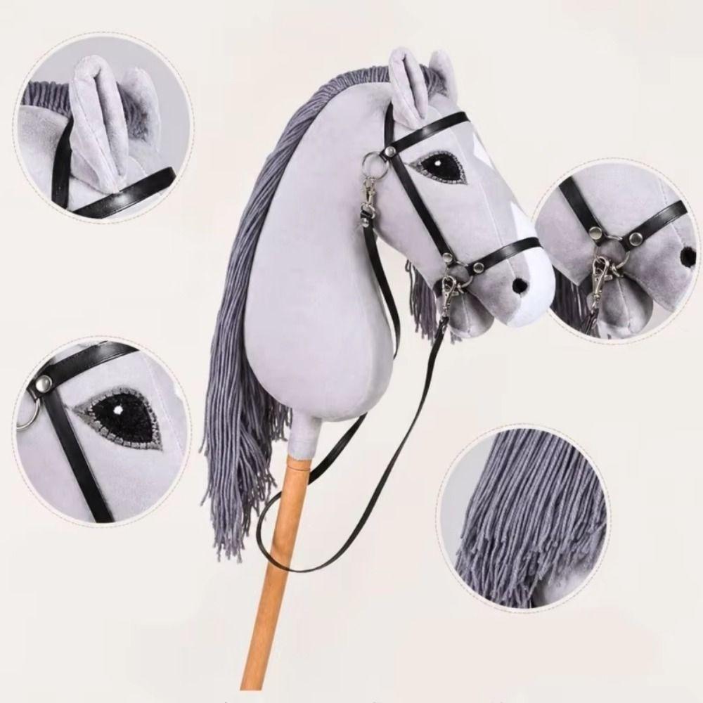 Realistic Plush Hobby Horse Soft Plush Children's Horse Riding Toy Plush Horse Head  Party Decor