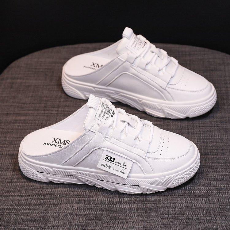 

Baotou half slippers women s shoes 2024 summer wear flat bottom niche casual ins trendy fashion versatile white shoes 35 белый