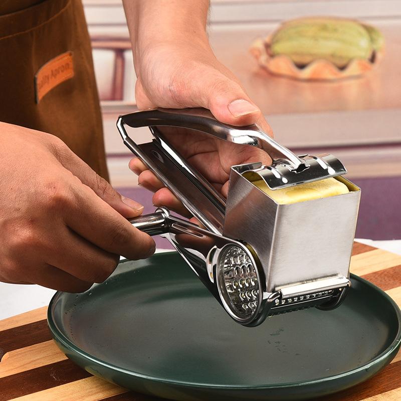 Handheld Rotary Cheese Grater Cheese Hand Grater Kitchen Craft Stainless Steel Cheese Vegetable Grater Shredder With Handle