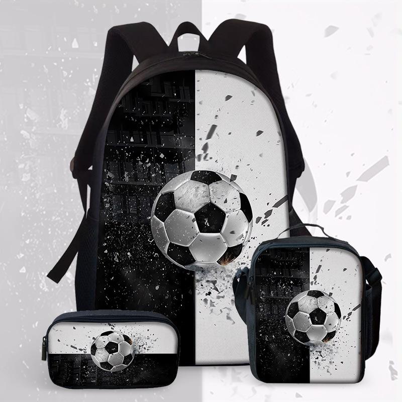 Large Capacity Schoolbag with Shoulder Strap; Student Three-piece Pencil Case Set