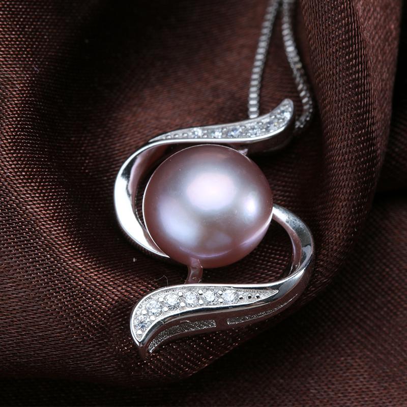HENGSHENG AAAA Quality Genuine Freshwater Pearl Bread Round 925 Silver Zircon Pendant Necklace Trendy Wedding Jewelry For Bridal