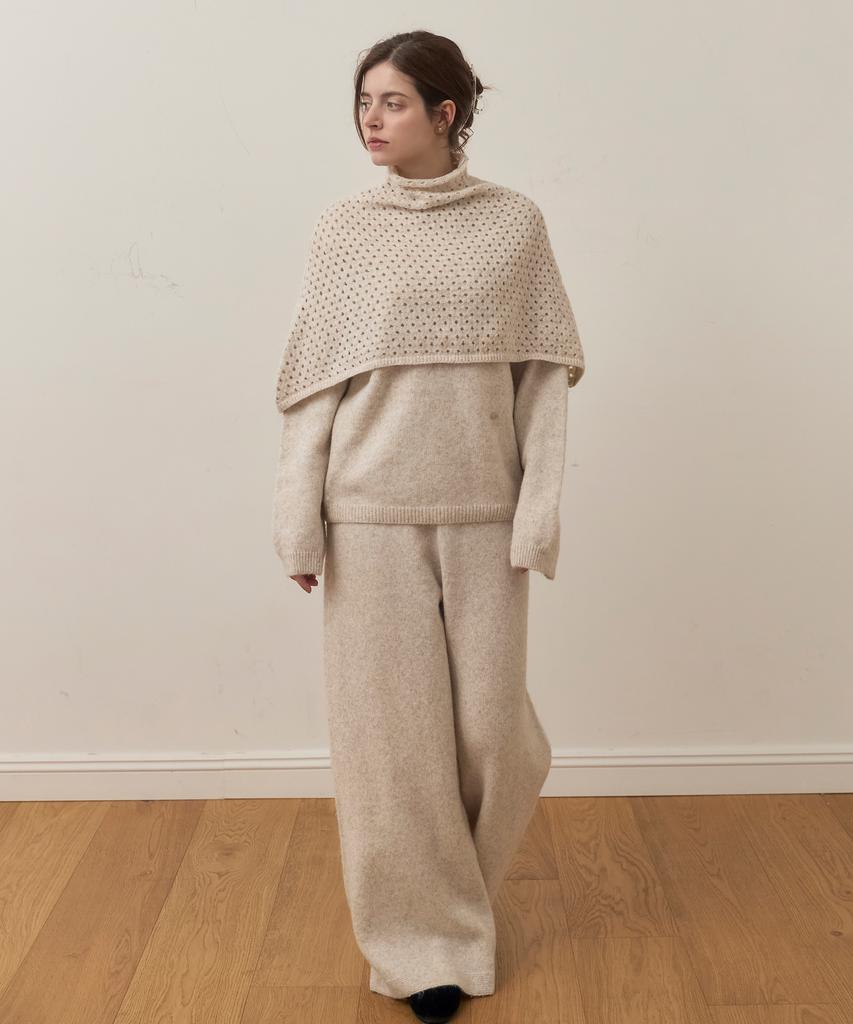 MAISONLEHAR Floating Knit Set (Round Neck Knit + Pants + Neck Warmer) 4 Colors
