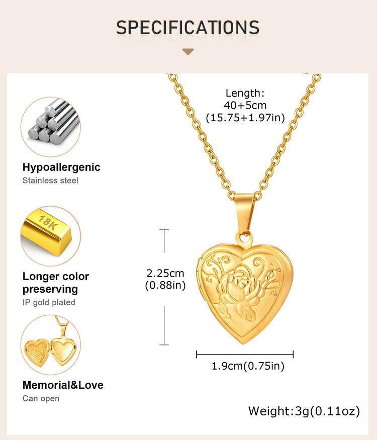 Personalized Photo Heart Pendants Necklace for Women, Vintage Flower Openable Frame Engraved Picture Locket Necklace
