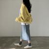 Felpa da Donna con Cappuccio Lunga e Ampia, Stile Coreano Chic Primaverile, Nicchia, Versatile, Collo Alto, Blocchi di Colore, Stampa con Lettere