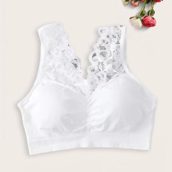 Breite Schultergurte Schönheit zurück Raffen Frauen BH Spitze Nähte Push-Up Sport Büstenhalter