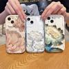 Golden Lotus Flowers Case For iPhone 17Air 16E 17 16 Pro Max 15 Plus 11 PRO Max Soft Wave Side Soft Silicone Cover