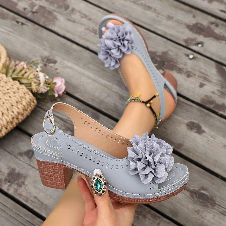 Women's High-heeled Shoes with Buckles, Beach Flip-flops Devotion