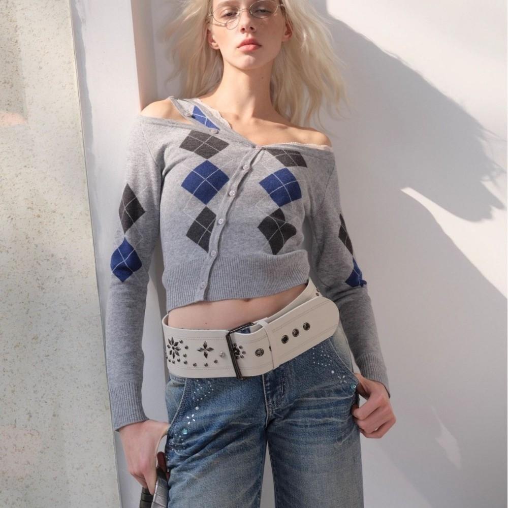 Y2k Leather Waist Belt Gothic Dress Jeans Belt Fashionable Women's Rivet Belt  Streetwear