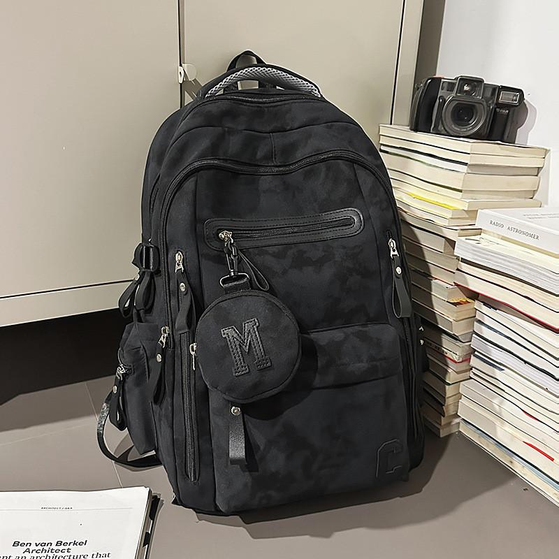 Leisure Big Capacity Backpack With Solid Color Design And Letter Decor For Daily