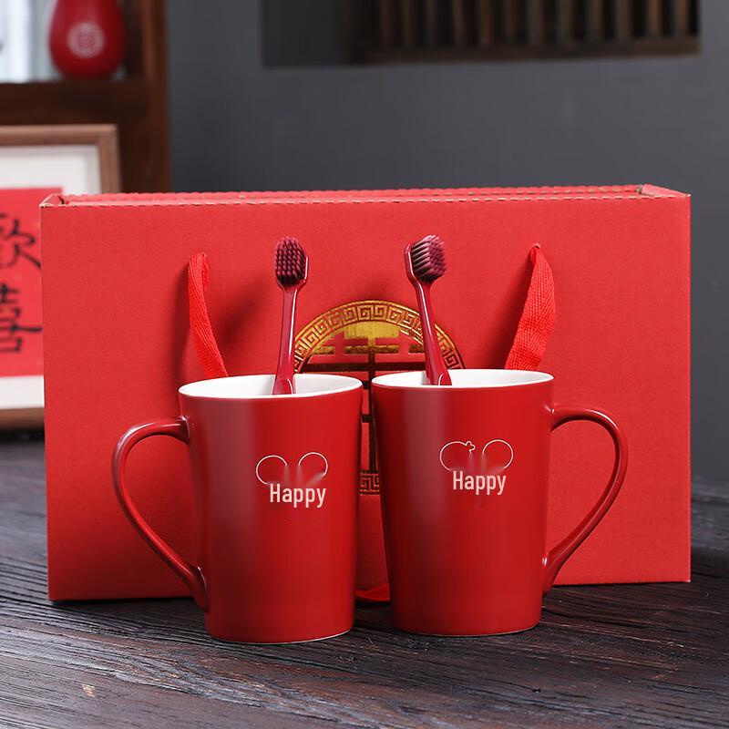 Керамический набор стаканчиков для зубных щеток пара Микки Маус Couple Cups with Toothbrushes - Gift Box