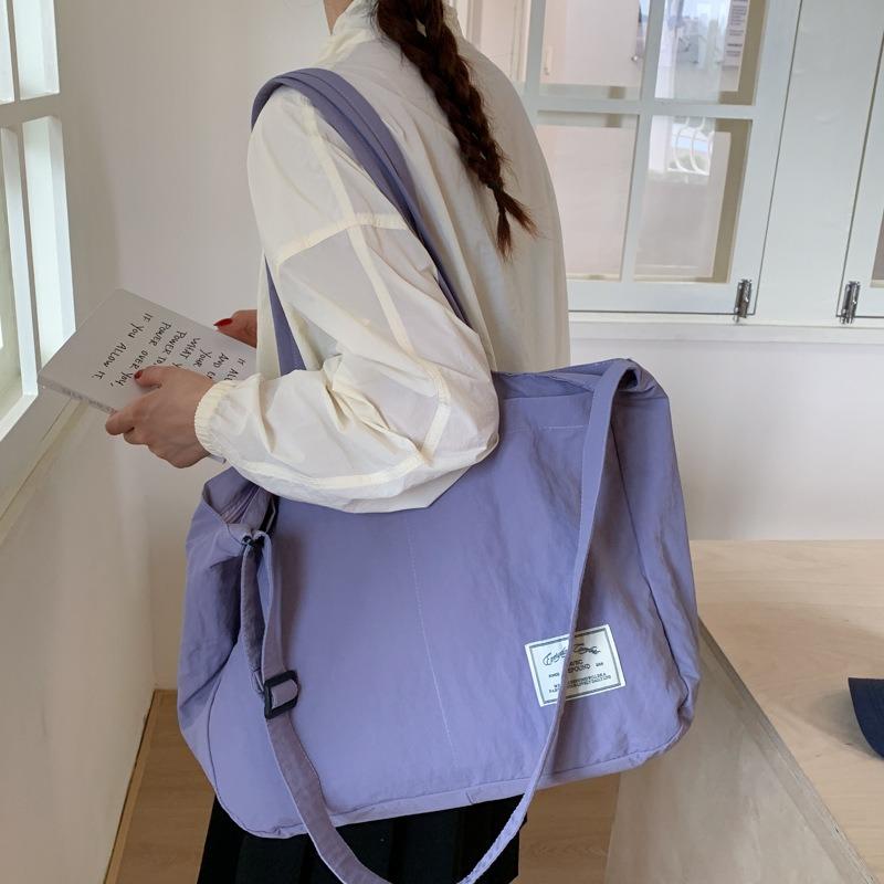 Torba płócienna Crossbody damska wszechstronna o dużej pojemności studencka na zajęcia lekka prosta na ramię przenośna torba na zakupy