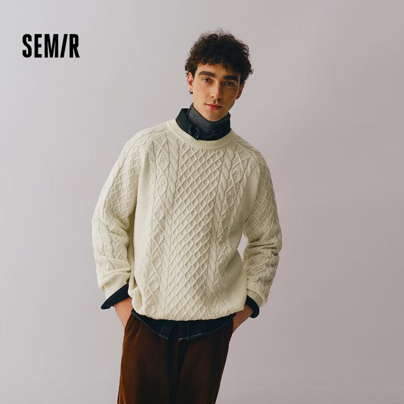 Semir Men's Machine Washable Cable Knit Pullover Sweater