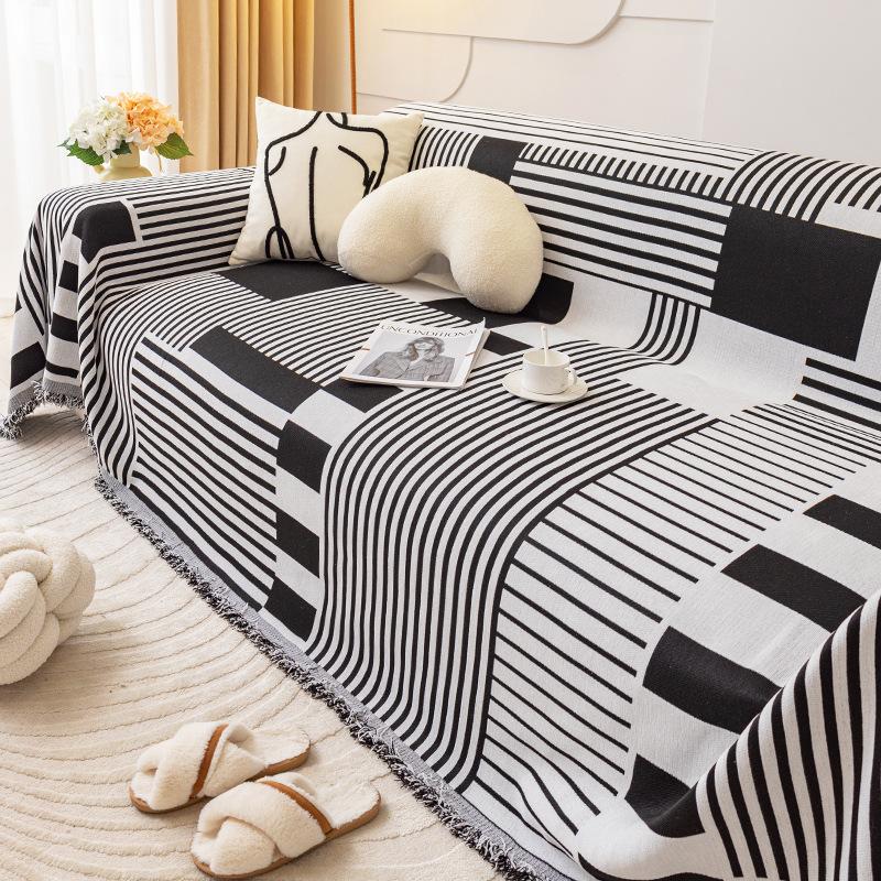 Nordic Tassel Throw Blanket Four Season Sofa Cover Dust Anti-cat Scratch Protection Cover Sofa Blanket Carpet Travel Rug Tassels